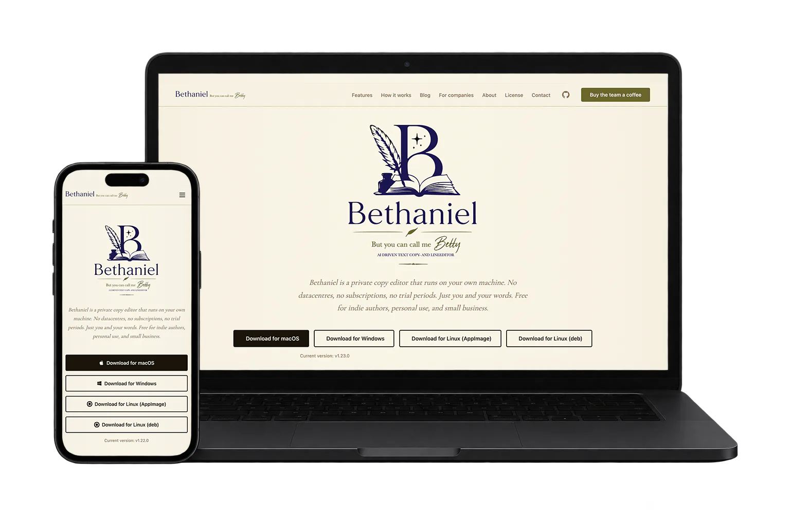 Betty — Your private copy editor desktop-visning